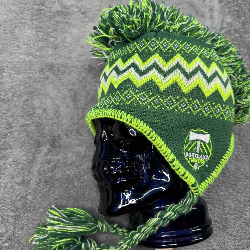 Portland Timbers Mohawk Pom Beanie Cap MLS Green Adidas Hat Adult OS